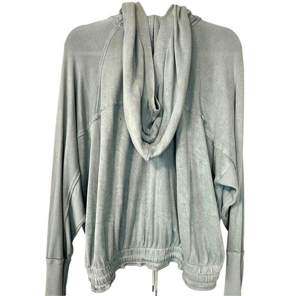 FREE PEOPLE Trekking Out Movement Light Blue Green Zip Hoodie Sweatshirt Size Me - Picture 6 of 15